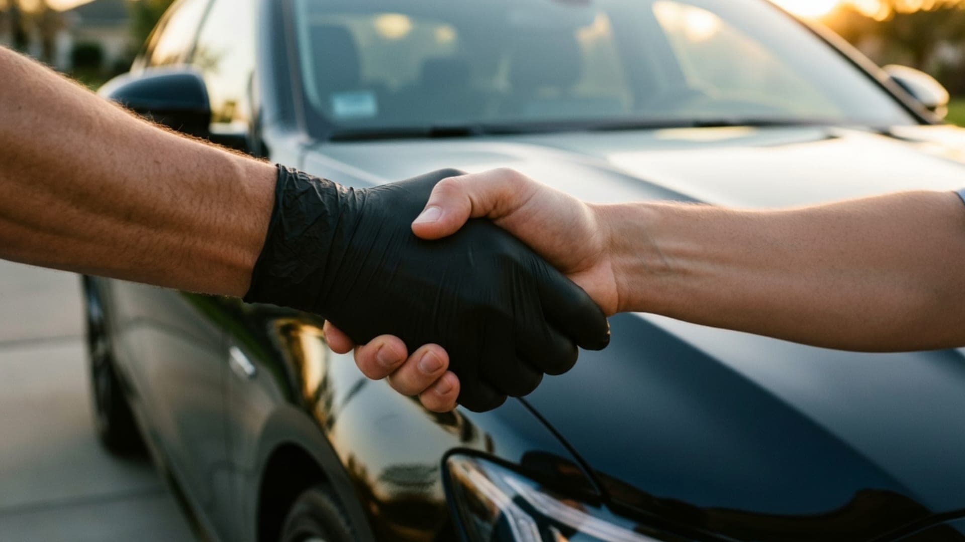 ShinePro detailer handing keys back to a customer after service
